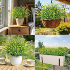 24 Bundles Artificial Plants Flowers Outdoor, Faux Lavender Flowers Fake Monkey Grass UV Resistant Plastic Plant for Porch Garden Patio Window Home Decor, Yellow