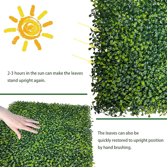 ODTORY Artificial Boxwood Roll: 40x120 in (33.5 sqft) UV-Anti Faux Ivy Boxwood Hedge Leaf Grass Wall for Patio Balcony Privacy, Garden, Backyard Greenery Wall Backdrop and Fence Decor