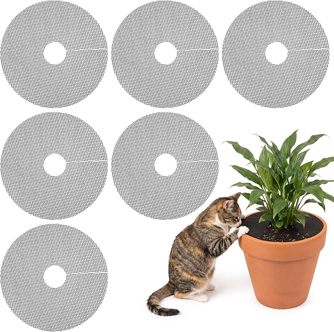 6 Pcs Plant Pot Cover Cuttable Plant Protector from Cats Indoor Dig-Free Plants Pot Soil Guard Flower Pots Grid Guard for Outdoor Garden Balcony