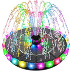 SZMP 3.5W Solar Fountain for Bird Bath with 2000mAh Battery & 3D Color Changing LED Light, Anti-Drift Fixer & 8 Nozzles, Solar Powered Water Fountain Kit for Garden, Patio, Pond (Colorful)