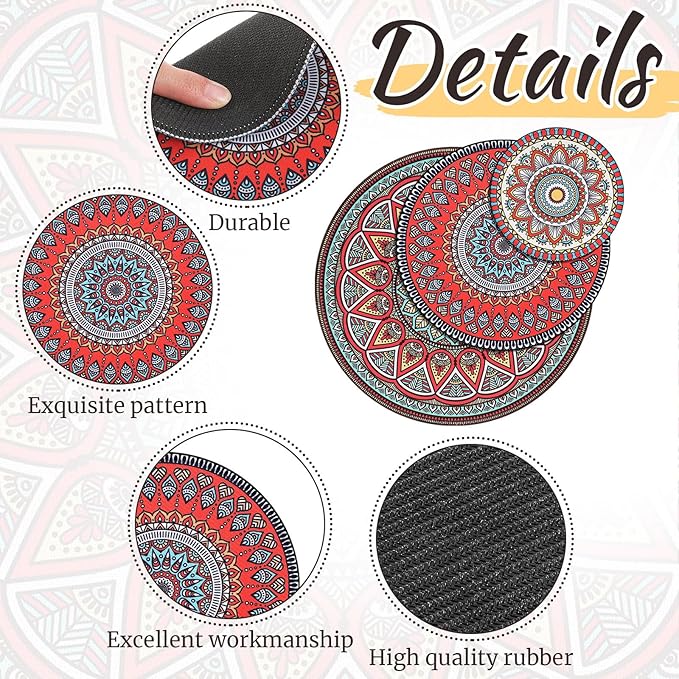 Nuanchu 6 Pcs Boho Plant Pot Mat 3 Sizes Absorbent Non Slip Pots Pad Round Plant Coaster Mat Gardening Indoor Outdoor Flower Plant Protect Mat