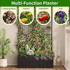 Privacy Planters for Patio – Metal Raised Garden Bed with Trellis and Privacy Screen, 71" x 35" x 16" Planter Box with Drainage Holes for Climbing Plants, Vegetables, and Vines, Outdoor Backyard Black
