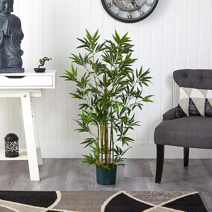 Nearly Natural 4ft Artificial Bamboo Plant Faux Greenery for Indoor Home Office Decor