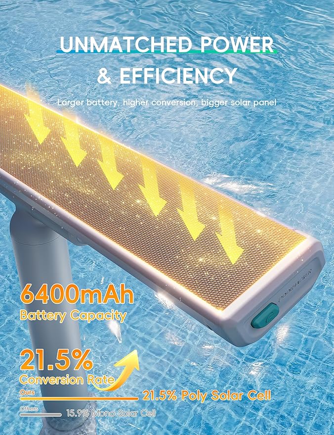 Pool Fountain with 7-Color LED Lights, Above/Inground Pool Fountain Lights with Remote Control, Adjustable Pool Sprinkler Waterfall for Cooling 6-15 Degrees