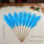 Premium Faux Sky Blue Pampas Grass – 55" Tall Ultra-Fluffy 24-Branch One-Piece Stems No Assembly, Luxury Silk-Feel Feather Flowers for Coastal Boho Wedding Home Decor (Powder Blue, 8 Stems)