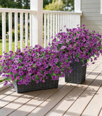 Ivydale Artificial Flowers for Outdoor 24 Bundles Fake Mums with Eucalyptus Leaves UV Resistant Silk Faux Daisy Flower Plant for Outside Home Porch Patio Window Box, Purple