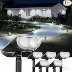 Linkind Solar Lights Outdoor StarRayS, Bright Solar Spot Lights Outdoor, IP65 Waterproof Spotlights for Garden Yard Landscape Walkway Patio Tree (Daylight, 6 Pack)