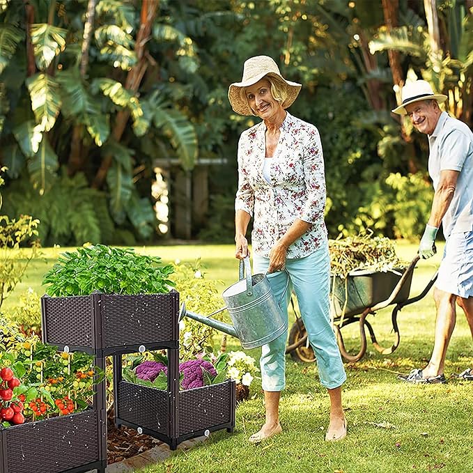 Plastic Elevated Planters for Raised Garden Bed with Legs for Outdoor Plants Box Kits with Drainage Holes for Patio Deck Balcony to Planting Flowers,Vegetables,Tomato and Herbs
