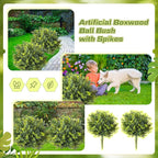 CroBlissful 2 Pack Artificial Boxwood Topiary Ball 24'' Faux Boxwood Tree with Ground Spike UV Resistant Evergreen Bush Fake Outdoor Plants for Front Door Porch Garden Yard Wedding Indoor Decor