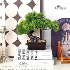 Der Rose 8 Inch Fake Plants Artificial Bonsai Tree Cedar for Home Office Desk Table Shelf Japanese Zen Decor (Pine)