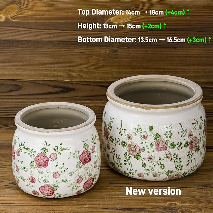 Dosayes Large Ceramic Pot for Planters, Ice Crack Glazed Flower Pot with Drainage Holes,5.91inch Vintage Planters for Indoor and Outdoor (RED)