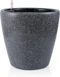 Dexceder 13x12 Self Watering Planter with Wheels (Stone Matte) | Inner Pot Design, Thickened Large Floor Standing Flower Plant Pot with Water Level Indicator Indoor Outdoor