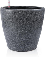 Dexceder 13x12 Self Watering Planter with Wheels (Stone Matte) | Inner Pot Design, Thickened Large Floor Standing Flower Plant Pot with Water Level Indicator Indoor Outdoor