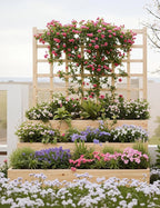 GarveeLife 3-Tier Raised Garden Bed,Wooden Vertical Planters with Trellis & Open-Ended Base for Climbing Plants Vines Flower Herb Vegetable Fruit,Outdoor Planter Boxes for Patio Yard Lawn