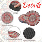 Nuanchu 6 Pcs Boho Plant Pot Mat Absorbent Non Slip Pot Plant Pad Round Plant Coaster Mat Gardening Indoor Outdoor Flower Plant Protect Mat for Table Desk Floor Plant, 5.9 Inches (Elegant Style)
