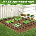 100FT Drip Irrigation System Kit, Automatic Garden Watering System Quick-Connect Adjustable Sprinklers for Raised Garden Beds, Greenhouse, Yard, Lawn, Plant with 1/2" & 1/4" Tubing and Accessories