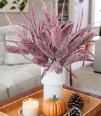 7 PCS Artificial Stems Fake Plants for Spring Summer Decor, 26 in Fake Leaves Greenery Branches Purple Silk Flowers Faux Foliage DIY Stems for Vase Home Kitchen Farmhouse Indoor Table Centerpiece