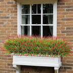 Ivydale 20PCS Artificial Plants Fake Flowers Monkey Grass for Outdoors,UV Resistant Realistic Red Faux Greenery Shrubs Outside Decor for Home Garland Porch Patio Balcony Planter Yard Office Pathway