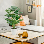 Toopify 28"" Fake Plants Large Artificial Monstera Faux Plants Indoor with White Pot for Home Office Living Room Decor, Green