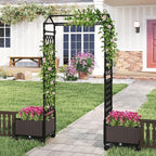 Giantex Planter Boxes with Arch Trellis, 5FT Self-Watering Tall Raised Garden Bed w/Wheels, Hanging Roof & Drainage Holes, Outdoor Indoor Tomato Planter for Climbing Vines Vegetables (61"x16"x64")
