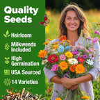 HOME GROWN Premium Monarch Butterfly Wildflower Seeds Mix (2oz) - 20000+ Non-GMO Milkweed Seeds for Monarch Butterflies - Perennial Wildflowers - Bulk Flower Seeds for Pollinator Gardens