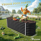 YITAHOME 8x2x2ft Large Raised Garden Bed Kit, 24" Tall 9 in 1Galvanized Metal Planter Box with Gloves and Safety Rubber, Outdoor Above Ground Planters for Plants Vegetables Flowers, Black