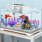 MyLifeUNIT Fish Tank Decorations, 7 Pieces Aquarium Plants Set with Coral Reef Decoration Mountain Cave Ornament for Betta, Goldfish, Shrimp to Breed, Play and Rest (Purple)