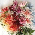 Spider Mum Artificial Flower 32" Real Touch 9 Flowers Pack of 3 (Rose Pink)
