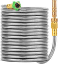 UNCO- Stainless Steel Metal Hose with 4 Function Brass Nozzle, 50 ft, No Kink, Metal Garden Hose