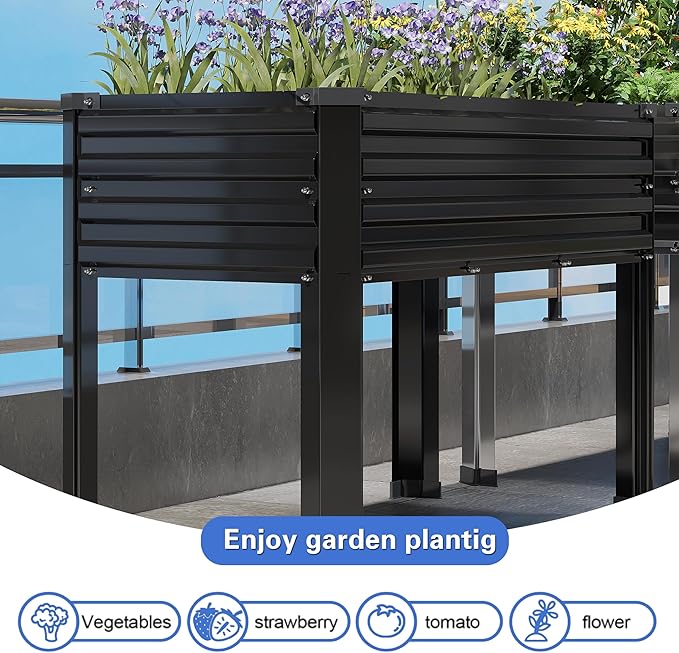 DIIYIV 2PCS Galvanized Raised Garden Bed with Legs,2PCS 48×18×30in Elevated Planter Box for Backyard,Garden, Patio, Balcony, 300lb Capacity,Planters for Outdoor Plants,Black