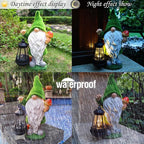 Gnomes Solar Garden Statues,Resin Gnome Figurine Decorations Holding Mushroom and Solar Lights Lantern, Outdoor Figurines Lawn Garden Statue Decor Art for Lawn,Yard, Balcony Ornament.