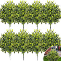 CroBlissful 8 Pack Artificial Boxwood Topiary Ball 24'' Faux Boxwood Tree with Ground Spike UV Resistant Evergreen Bush Fake Outdoor Plants for Front Door Porch Garden Yard Wedding Indoor Decor