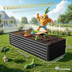 YITAHOME 8x4x2ft 2pcs Large Raised Garden Bed, Galvanized Metal Planter Box with Gloves, Ground Nails, Support Rod & Safety Rubber, Outdoor Above Ground Planters for Plants Vegetables Flowers, Black