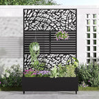 Casaphoria Metal Raised Garden Bed with Trellis and Wheels, 72"x47"x16" Arched Planter Box for Climbing Plants, Vegetables & Vines, Features Drainage Holes and Privacy Screen (Black-Net&Louvered)
