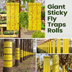 Qualirey Giant Sticky Fly Traps, Fly Strips for Indoor Outdoor Hanging Flying Tapes Non Toxic Ribbon Fruit Gnat Killer for Mosquito Plants House Horse Stable(442.95ft,Yellow,15 Pcs)