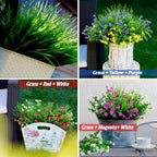 Artificial Monkey Grass Outdoor Shrubs - 20 Bundles Fake Plants UV Resistant No Fade Faux Plastic Greenery Home Garden Porch Patio Decoration Office Indoor (Green Grass)