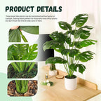 Der Rose 28" Fake Plants Large Artificial Monstera Faux Potted Plants Indoor Tall for Outdoor Living Room House Floor Front Porch Tree Decor (Pack of 2)