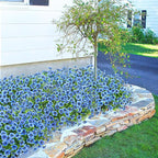 20 Bundles Artificial Flowers for Outdoors Decoration Fake Silk Flowers UV Resistant Faux Plants Artificial Daisy Eucalyptus for Spring Summer Garden Yard Porch Window Home Decor, Blue