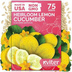 KVITER 75 Lemon Cucumber Seeds (Cucumis Sativus) - Yellow Garden Lemon Seed Packets, Mild Flavor, Heirloom Seed - Vegetable Seeds for Outdoor Home Garden, Raised Beds, Ideal for Pickling & Salads