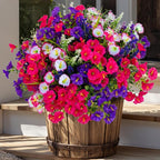 Artificial Flowers Outdoor Morning Glory - 16 Bundles Fake Plants UV Resistant No Fade Faux Plastic Greenery Home Garden Porch Decoration Indoor (1, Multi16-3)