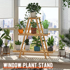 GHWIE Plant Stand Indoor Plant Shelf Outdoor bamboo Plant Rack, 3 Tiers Ladder Plant Holder Flower Stand for Living Room Balcony Garden Patio,Living Room Boho Home Decor for Gardening Gifts (Natural)