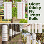 Qualirey Giant Sticky Fly Traps, Fly Strips for Indoor Outdoor Hanging Flying Tapes Non Toxic Ribbon Fruit Gnat Killer for Mosquito Plants House Horse Stable(295.3ft,White,10 Pcs)