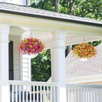 HyeFlora Artificial Fake Hanging White Flowers Plants Basket for Outdoor Outside Fall Winter, Faux Silk Daisy UV Resistant Look Real for Christmas Porch Patio Balcony Home Yard Decoration