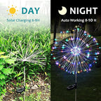 JJGoo Solar Firework Lights, 2 Pack 120 LEDs 2 Lighting Modes Solar Garden Lights Outdoor Waterproof for Yard Patio Walkway Pathway Party Wedding Christmas Decorative - Colorful