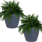 Sunnydaze 24-Inch Anjelica Large Plastic Pot for Plants - Outdoor Double-Walled Large Plastic Planter with Drillable Drainage Holes - Slate - 2pk