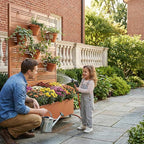 Casaphoria Metal Raised Garden Bed with Trellis and Wheels, 72"x47"x16" Arched Planter Box for Climbing Plants, Vegetables & Vines, Features Drainage Holes and Privacy Screen, Brown-Harold