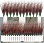 36Pcs Artificial Grass Plants, Faux Shrubs Wheat Grass, Artificial Tall Grasses Fake Plants for Outdoor Decor,Artificial Greenery Stems Weed for Room Indoor Home Decor（Red）