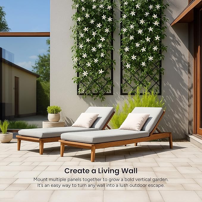 Giant Wall Trellis, 8 Foot Tall (96” high by 32” Wide), for Outdoor Climbing Plants, Sturdy Rectangular Shaped Metal Frame with Lattice Design