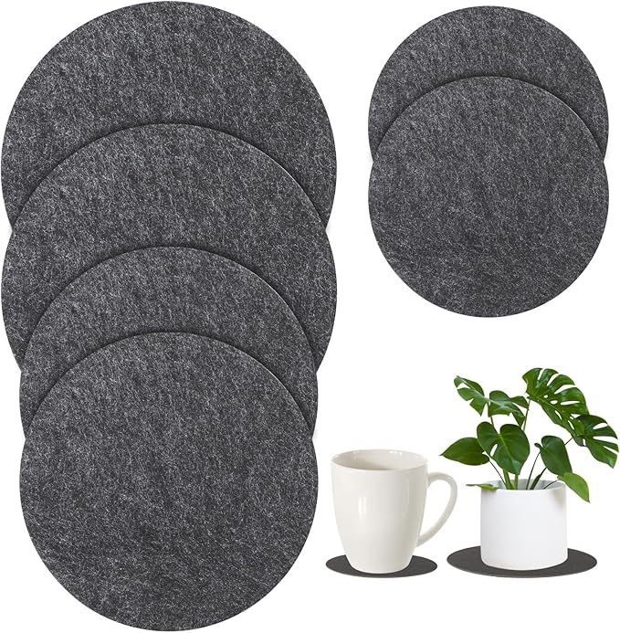 Plant Coasters, 6 PCS 3 Sizes Round Plant Saucers Felt Plant Mat Reversible Fabric Coaster Mat Absorbent Waterproof Plant Pot Saucers for Gardening Indoors Outdoor Pots, DIY Craft Supplies(4”, 6”, 8”)