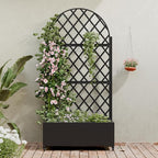 Casaphoria Metal Raised Garden Bed with Trellis and Wheels, 72"x35"x16" Planter Box for Climbing Plants, Vegetables & Vines, Features Drainage Holes and Privacy Screen (Black-Rhombus)